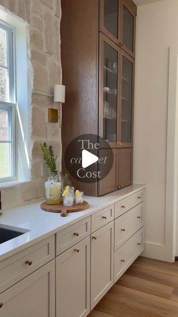 KNOXVILLE HOME BUILDER | Derek & Marina Wiersma on Instagram: "So… how much does it cost for cabinets, hardware, and labor? 

We get this question all the time which is why we decided to start this reel series “Here’s How Much it Cost”. 

Too often many of us get uncomfortable talking about money. This is why people still believe you can build a home for $150 a square foot! - because Google says so! 

Keep in mind that these are prices in East Tennessee and may be slightly different where you are. 

Here’s part 9 of our series breaking down the cost of our cabinets on our 2000 sqft home: 

Master bath: $1884
Kitchen: $16,575
•Island and countertop cabinet: $9518
•Perimeter cabinets: $7057
 Kids bath: $1532
 Laundry: $2572

Hardware: $865
Cabinet install labor: $3500
 
Total price of the ca Upper Cabinets That Sit On Countertop, Ceiling To Countertop Kitchen Cabinets, Different Top And Bottom Cabinets, Uneven Cabinet Heights, European Kitchen Inspiration, Extended Cabinets In Kitchen, Crown Molding Above Kitchen Cabinets, Kitchen Cabinet On Countertop, Cabinets On Countertop