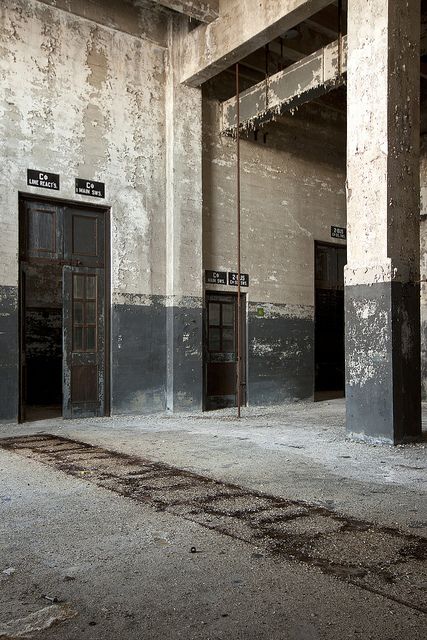 Structure . . . Raw Industrial Interior Design, Mid Century Industrial Office, Concrete Warehouse, White Warehouse, Concrete Door, Industrial Texture, Industrial Decoration, Industrial Doors, Urban Industrial Decor