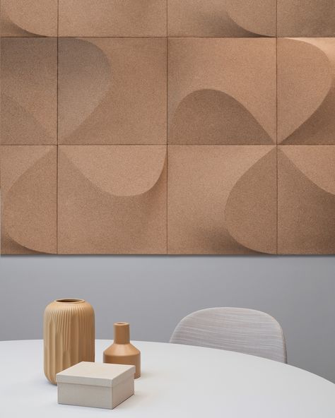 Cork In Interior Design, Cork Acoustic Panels, Cork Wall Covering, Acoustic Panel Design Ideas, Cork Interior Design, Cork Headboard, Cork Wall Ideas, Acoustic Interior, Sound Panels Design