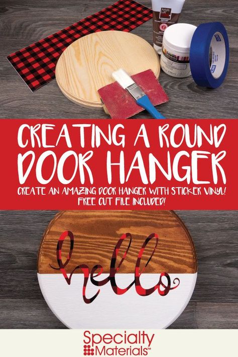 Circle Signs Wooden Diy Christmas, Circle Door Hangers Wooden Diy Christmas, Round Winter Door Hangers, Round Christmas Door Hanger Diy, Door Hanger Design Ideas, Diy Door Hangers Wood, Winter Door Hangers Diy, Christmas Round Door Hangers, Christmas Wooden Door Hangers