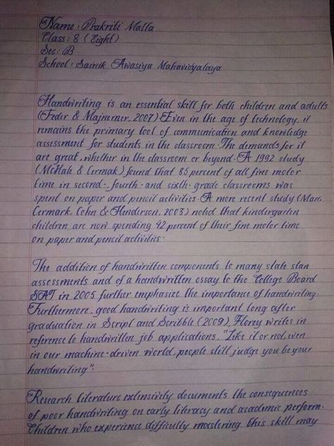 This is the handwriting of an 8th std student named prakriti malla.. this is selected as the best handwriting in india... - http://ift.tt/1HQJd81 Amazing Handwriting, Penmanship Handwriting, Best Handwriting, Handwriting Examples, Pretty Handwriting, Perfect Handwriting, Handwriting Analysis, Improve Your Handwriting, Neat Handwriting