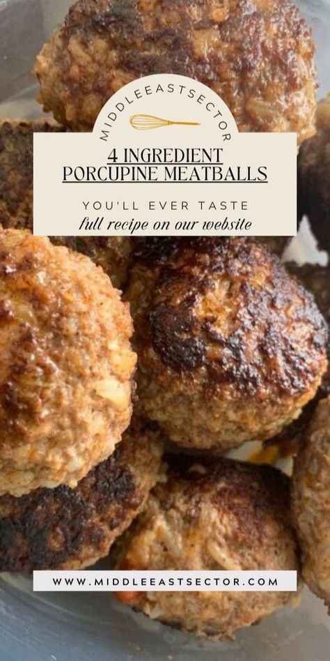 This very easy and quick recipe guarantees the best meatballs in town! Four-ingredient porcupine meatballs that anyone can make at any time with little effort. If you love meatballs and looking for another variety that you can make easily, then these four-ingredient porcupine meatballs are a must! Pair these meatballs up with mashed potato casserole Porcupine Meatballs Oven, Porkipine Meatballs, Porcupine Meatballs Easy, Porky Pine Meatballs, Porcupine Meatballs Recipe, Oven Meatballs, The Best Meatballs, Meatballs Recipes, Porcupine Meatballs