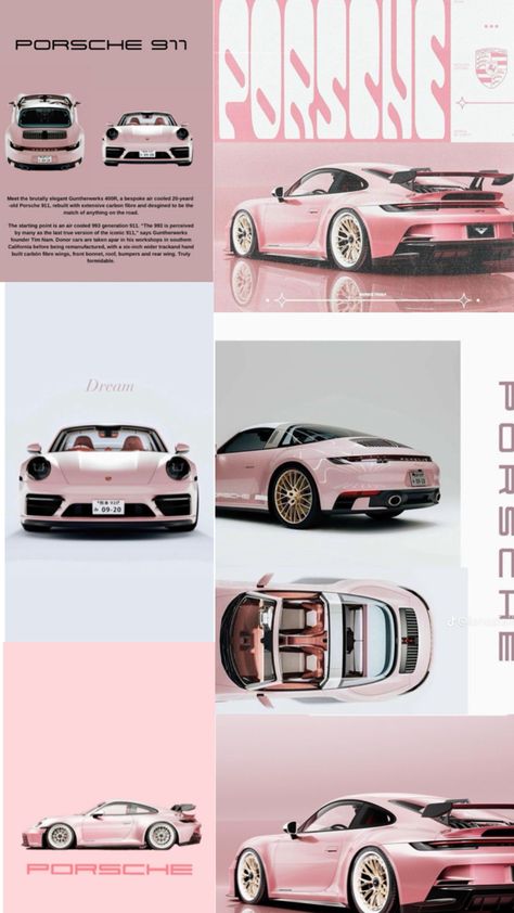 Porshe 911wallpaper Pink, Pink Porsche, Porsche Wallpaper, Pink Ferrari, Pink Convertible, Biker Aesthetic, Pretty Bike, Gt3 Rs, Pink Car