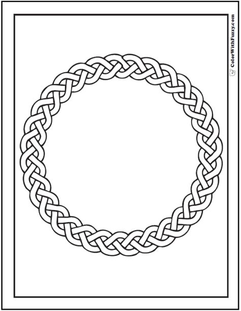 Celtic Designs: Braided Circle Coloring Page, Celtic Coloring Pages✨ Go to https://www.colorwithfuzzy.com Thank you for sharing! :-)  #ColorWithFuzzy #PrintableColoringPages #CelticColoringPages #ColoringPagesForKids #AdultColoringPages Cool Circle Designs, Celtic Wreath, Circle Braid, Celtic Coloring Pages, Celtic Coloring, Celtic Circle, Embroidery Tattoo, Scottish Gaelic, Celtic Knot Designs