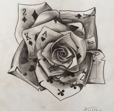 8-3-5-6winning ✋ Rose And Cards Tattoo, Card Rose Tattoo, Cards Drawing Poker, Queen Of Spades Card Tattoo, Poker Cards Drawing, Wild Card Tattoo, Chicano Butterfly, Chicana Art Drawing, Playing Cards Drawing