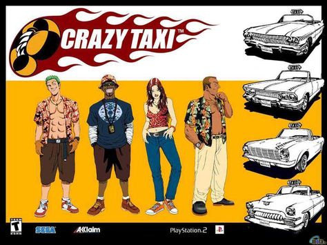 Crazy Taxi Video Game Backgrounds, Crazy Taxi, 90s Memories, Sega Dreamcast, Sega Games, Road Rage, Retro Video Games, Pc Games, Game Character Design