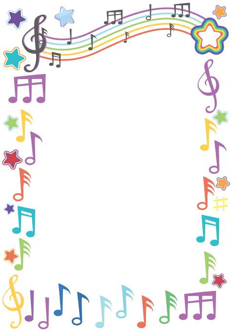 Music Border Designs For Projects, Musical Border Design, Mapeh Border Design, Printable Border For School, Music Frame Template, Music Border Design, Frames For Edits, School Frames And Borders, Musical Notes Art