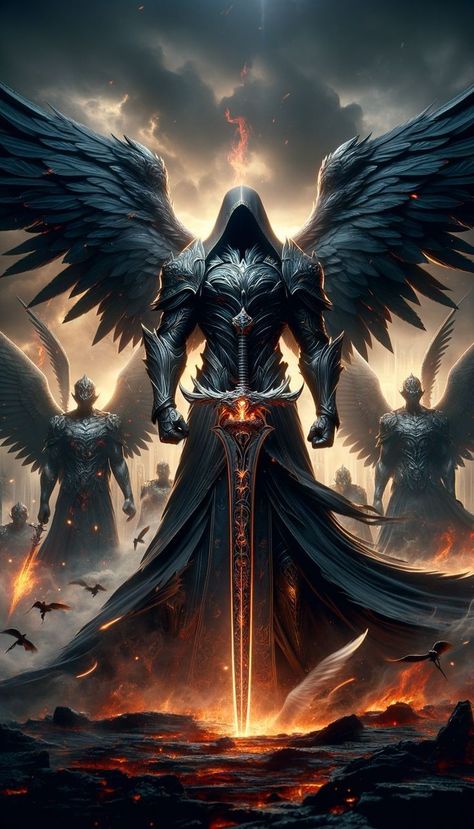 Hierarchy Of Angels, Divine Angel, Guardian Angel Tattoo, Grim Reaper Art, Dark Fantasy Artwork, Angel Artwork, Angel Warrior, Biblical Art, Archangel Michael