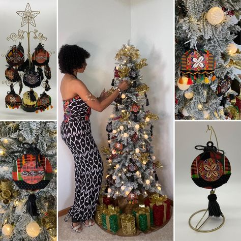 African American Themed Christmas Tree, African Christmas Tree Ideas, Afrocentric Christmas Tree, African American Christmas Decorations, African Christmas Decor, African American Christmas Tree, Nigerian Christmas, African Christmas Tree, African Christmas Decorations