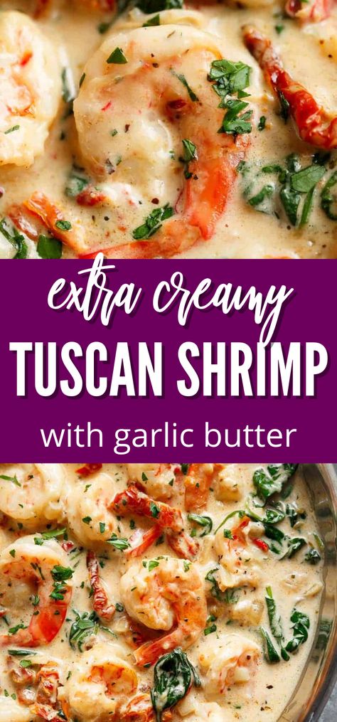 Shrimp With Butter Sauce, One Skillet Shrimp Recipes, White Fish And Shrimp Recipes, Keto Shrimp Crockpot Recipes, Tuscany Shrimp Recipe, Creamy Garlic Butter Tuscan Shrimp, Shrimp Stove Top Recipes, Shrimp And Cheese Recipes, Italian Shrimp And Rice Recipes