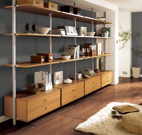 Wall shelving systems