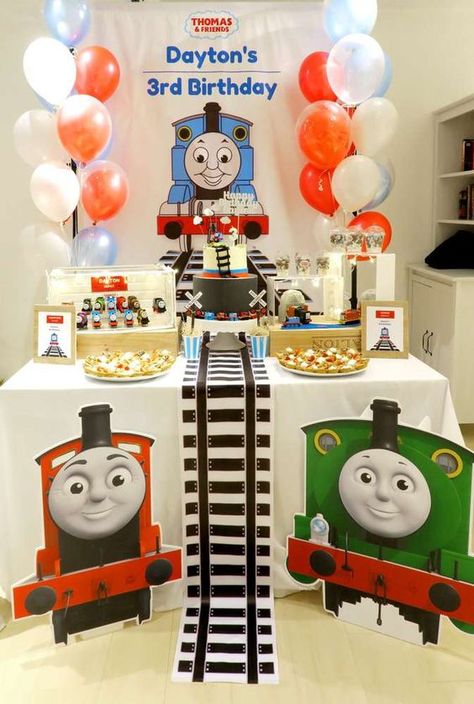 Friends Birthday Party Ideas, Thomas And Friends Birthday, Train Birthday Decorations, Train Birthday Theme, Thomas Train Birthday, Train Theme Birthday Party, Thomas Birthday Parties, Thomas The Train Birthday Party, Thomas The Train Party