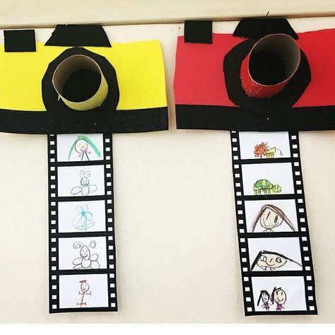 Movie Theme Arts And Crafts, Camera Theme Preschool, Movie Crafts Preschool, Hollywood Crafts Preschool, Hollywood Crafts For Kids Activities, Hollywood Arts And Crafts, Camera Study Preschool, Hollywood Theme Crafts, Lights Camera Action Theme Crafts