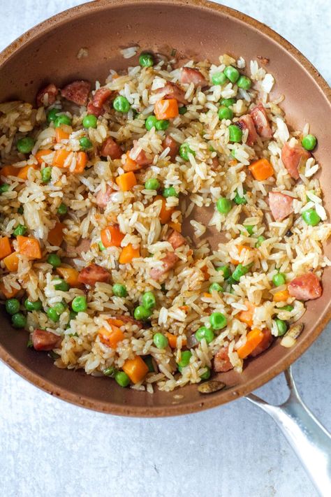 Fried Rice For One (Without Egg) | One Girl. One Kitchen. Fried Rice For One, Easy Fried Rice, Vegan Fries, Making Fried Rice, Vegetable Fried Rice, Leftover Rice, Quick Meal, Cooked Veggies, Fried Rice Recipe