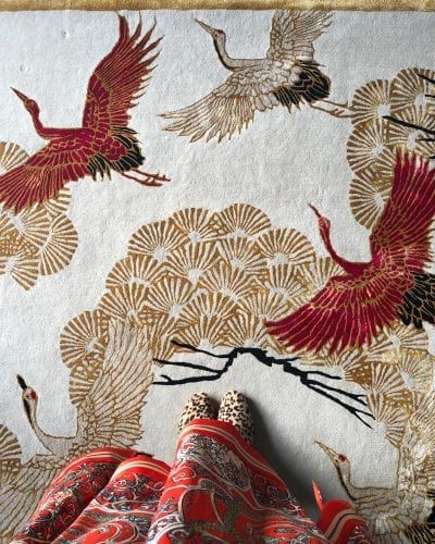 Shop Designer Rugs by Wendy Morrison Design | Designer Rug Collection Chinoiserie Rugs, Wendy Morrison, Black Chinoiserie, Chinese Philosophy, Hand Tufted Rug, Luxury Wallpaper, Up Book, Maximalism, Pine Trees