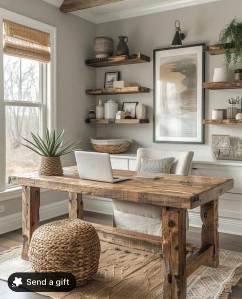 Rustic Plant Decor, Earthy Woodsy Living Room, Farmhouse Natural Decor, Rustic Elegant Home Decor Interiors, Modern Rustic Interior Design Natural, Natural Organic Home Decor, Home Decor Ideas Outdoor, Rustic Office Furniture, Rustic Style Apartment