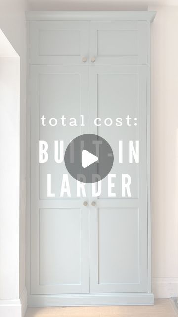 Gemma on Instagram: "I put a poll on stories the other day and the most popular question was how much it cost to make my built in larder cupboard. So here’s a breakdown. It ended up costing about 10% of what it would have cost for someone to make it for me! (Which of course would have been much higher quality but wasn’t a practical option for us).
All wood and sheet materials were from @selcobw 
Screws, pins, hinges, drawer runners were @screwfix_uk 
Skirting and coving from @bandq_uk 
Spice racks @ikeauk 
Painted in Gresham Blue from @makeitrustoleum which I had left over from painting the kitchen cabinets. 
.
.
.
.
#larder #pantrycupboard #builtin #kitchendesign #diykitchen #girlswhodiy" Built In Larder Cupboard, Built In Pantry Ideas, Larder Cupboard Ideas, Built In Kitchen Cabinets, Diy Cupboard, Portugal House, Kitchen Larder Cupboard, Diy Cupboards, Galley Kitchen Design