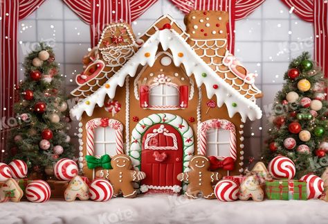 Photo Backdrop Ideas, Chain Photography, Christmas Toy Shop, Gingerbread House Candy, Candy Theme Birthday Party, Brick Backdrops, Gingerbread Christmas Decor, Candy Cookie, Gingerbread House Decorations