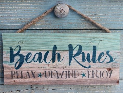 Beach Themed Wall Art, Beach Wood Signs, Beach Signs Wooden, Beach Rules, Beachfront Decor, Beach Relax, Beach Wood, Nautical Home, Beach Signs