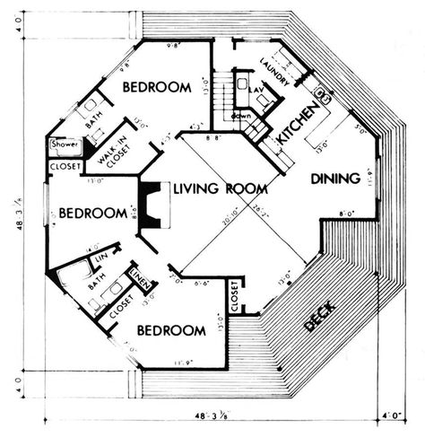 Best Home Plans, Plan HB821-1 Hexagon House, Best Home Plans, Round House Plans, Yurt Home, Eco Construction, Octagon House, Unique House Plans, Dome Home, Monster House Plans