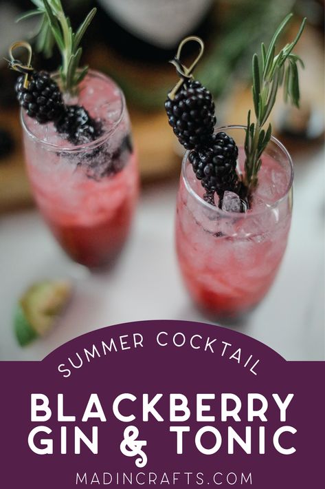 Muddled fresh blackberries blend with tonic water, refreshing gin, and freshly squeezed lime to make this cocktail recipe that’s perfect for summertime entertaining. This blackberry gin and tonic recipe will The post HOMEMADE BLACKBERRY GIN AND TONIC RECIPE appeared first on Mad in Crafts. Gin And Tonic Recipe, Gin Tonic Recipe, Blackberry Gin, Healthy Snack Choices, Summertime Cocktail, Flavoured Gin, Tonic Drink, Tonic Recipe, Gin Recipes