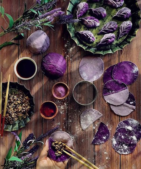 Hautes Cuisines on Instagram: “Braided Mushroom Dumplings | Credit: @rooh_thesoulfood | "Purple in Food Photography" theme week. | The winners of this week are |…” Mushroom Dumplings, Photography Themes, Dumplings, Purple Color, Color Splash, Food Photography, Stuffed Mushrooms, Lavender, Braids