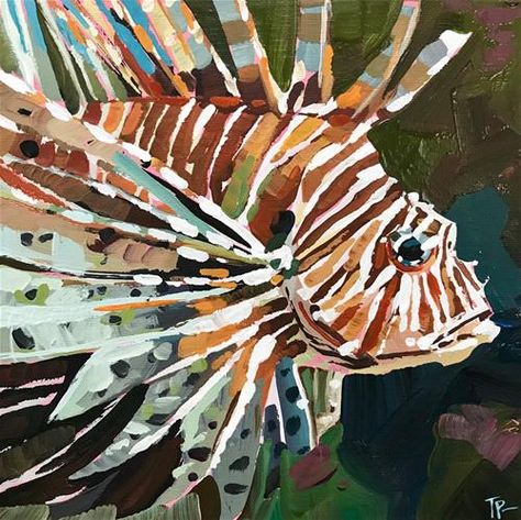 "LionFish No.2" by Teddi Parker Sea Creatures Art, Art Tutorials Watercolor, Beautiful Sea Creatures, Lion Fish, Tropical Art, Animals Artwork, Fish Painting, Daily Paintworks, Fish Art