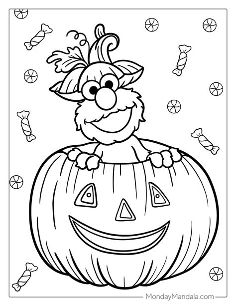 24 Elmo Coloring Pages (Free PDF Printables) Halloween Sesame Street, Elmo Halloween, Monsters Coloring Pages, Elmo Coloring Pages, Sesame Street Coloring Pages, Kindergarten Coloring, Library Crafts, Halloween Coloring Sheets, Kindergarten Coloring Pages