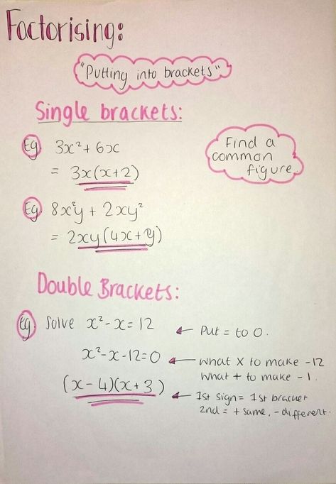 Maths Gcse Foundation, Organisation, Maths Non Calculator Revision, Maths Foundation Gcse Revision, Maths Calculator Revision, Foundation Maths Revision, How To Get A 9 In Gcse Maths, Factorising Notes, Gcse Maths Revision Foundation