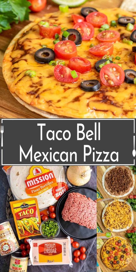 If you love Taco Bell's Mexican Pizza, make your own copycat version at home with this recipe from Home. Made. Interest.! You can have the Mexican pizza flavors you love without leaving your house! This quick and easy recipe is a great way to satisfy your fast food cravings. Make this Mexican pizza for dinner tonight! Copycat Taco Bell Mexican Pizza, Copycat Taco Bell, Mexican Pizza Recipe, Taco Bell Mexican Pizza, Best Easy Dinner Recipes, Kebabs On The Grill, Mexican Pizza, Best Casseroles, Pizza Flavors