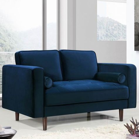 Navy Blue Velvet Sofa, Blue Velvet Loveseat, Navy Velvet Sofa, Sofa Back Cushions, Contemporary Loveseat, Blue Velvet Sofa, Velvet Loveseat, Modern Loveseat, Mesa Exterior