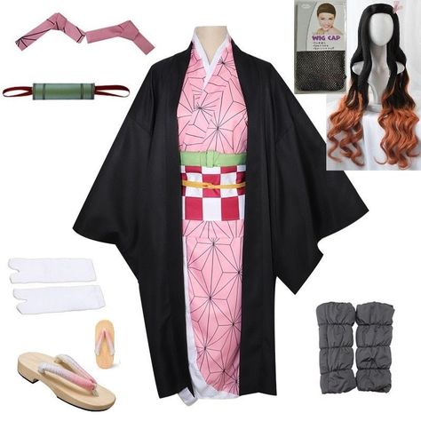 Kimono Dress Outfit, Kimono Cosplay, Kimono Outfits, Nezuko Cosplay, Halloween Costume Suit, Women Kimono, Vocaloid Cosplay, Miku Cosplay, Anime Kimono