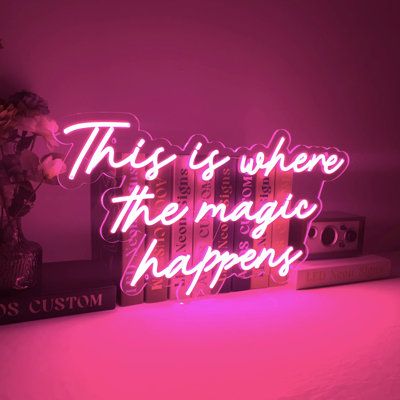 Neon Pink Sign, Airbnb Staging, Y2k Maximalist, Neon Signs For Bedroom, 70s Bathroom, Wall Decor Trends, Dance Studio Decor, Communal Space, Neon Retro