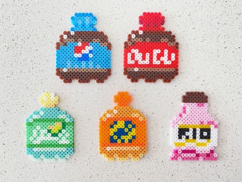 Perler Beads Drinks, Large Perler Bead Art, Perler Bead Keychain Ideas, Perler Beads Art, Pyssla Ideas, Melty Bead Designs, Keychain Phone, Hamma Beads Ideas, Easy Perler Bead Patterns