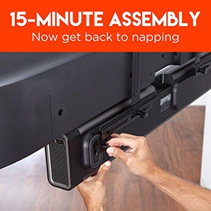 AmazonSmile: ECHOGEAR Sound Bar Mount With Tool-Free Height Adjust For Maximum Compatibility Between Your TV & Soundbar - Features Simple Install With Included Hardware - EGSB1: Electronics Shelf For Sound Bar, Hang Sound Bar Under Tv, Hidden Sound Bar, Mounted Tv With Sound Bar, Tv With Sound Bar On Wall, Tv And Sound Bar Mounted, Tv Sound Bar Ideas, Sound Bar Mounting Ideas, Soundbar Mounting Ideas