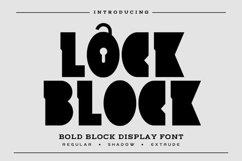 Lock Block �– Block Display Font, Sans-Serif ft. block & magazines - Envato Bold Illustration, Typewriter Art, Trending Fonts, Geometric Stencil, Latest Fonts, Block Fonts, Futuristic Fonts, 1001 Fonts, Block Font