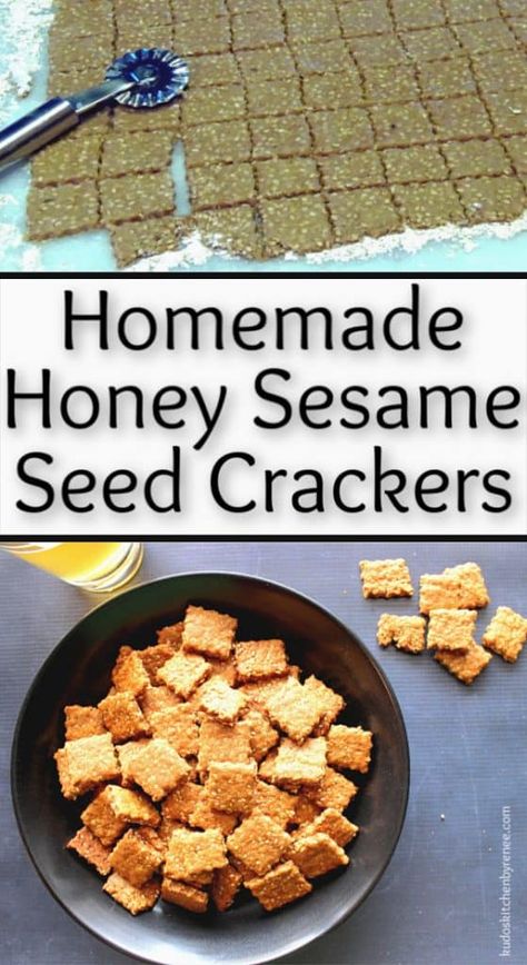 Sesame Seed Crackers, Seed Crackers Recipe, Homemade Crackers Recipe, Munchies Recipes, Honey Uses, Seed Crackers, Crackers Recipe, Honey Sesame, Homemade Pantry