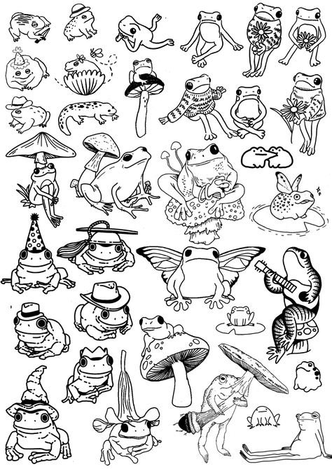 Cottage Ore Tattoos, Tattoo Flash Practice, Garden Flash Tattoo, Hermit Crab Doodle, Funny Flash Tattoo Ideas, Simple Insect Tattoo, Whimsical Line Art, Silly Flash Tattoos, Simple Lineart Tattoo