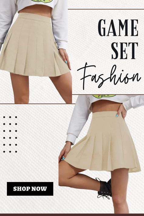 Inorporating a beige tennis skirt into a chic streetwear look can create a stylish and eye-catching outfit. #amazon #amazonfashion #tennis #skirt #beige #fashion #style #streetwear #outfitideas #Womensfashion Beige Tennis Skirt, Beige Fashion, Chic Streetwear, Pleated Tennis Skirt, Amazon Products, Style Streetwear, Tennis Skirt, Short Girls, Amazon Fashion