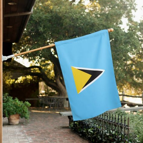 Flag of Saint Lucia (St Lucia) (Caribbean) - Saint Lucia Gift St Lucia Caribbean, St Lucia Flag, Saint Lucia, Flags Of The World, Outdoor Signs, National Flag, St Lucia, Outdoor Garden, Country Flags