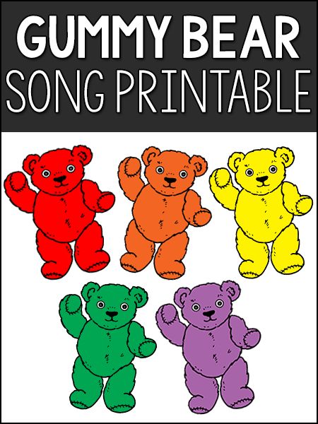 Gummy Bear Song Printable Dr Jean Songs, Purple Binder, Storytime Songs, Bear Activities, Bears Preschool, Gummy Bear Song, Counting Bears, Bear Songs, Teddy Bear Day