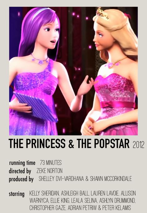 Original Barbie Movies, Barbie Animated Movies, Movie Posters Barbie, Barbie Polaroid Poster, Barbie The Princess And The Popstar, Barbie And The Popstar, Princess And Popstar, Barbie Animation, Barbie Princess And The Popstar