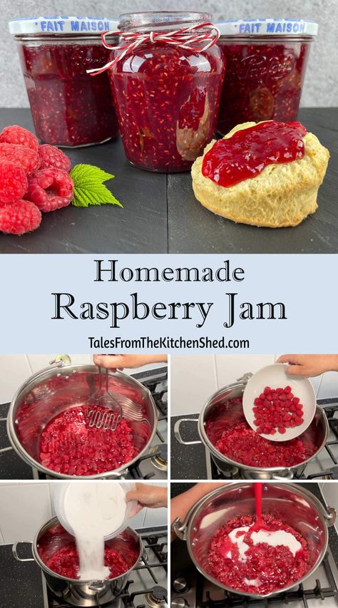 Capture the taste of summer with my easy recipe for Homemade Raspberry Jam with pectin. For me, the fruity taste of homemade raspberry jam is unbeatable. Equally delicious on freshly baked scones or a slice of crusty bread and butter. Raspberry Jam Recipe Canning, Jam With Pectin, Baked Scones, Homemade Raspberry Jam, Raspberry Jam Recipe, Pumpkin Jam, Homemade Scones, Jam Recipes Homemade, Diy Food Gifts