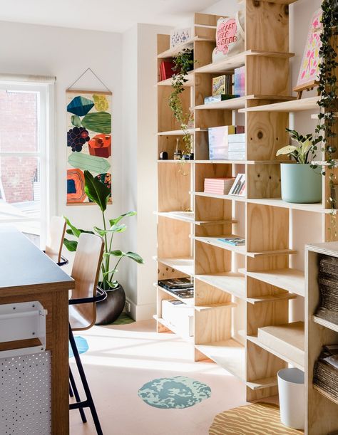 Creative Workspace Inspiration, Plywood Shelves, Cozy Office, Interior Design School, Interior Minimalista, Creative Workspace, Local Furniture, Workspace Inspiration, The Design Files