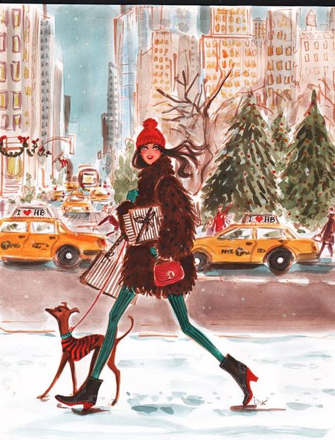 #Izak- Holiday Shopping #Henri #Bendel Ad Henri Bendel Illustration, Fri Yay, 강아지 그림, Mermaid Inspired, Christmas Drawing, Art And Illustration, Christmas Illustration, Artist Style, Fashion Illustrations