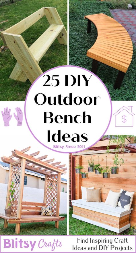 Pallet Bench Outdoor, Diy Patio Bench, Diy Outdoor Bench, Outdoor Bench Plans, Wood Bench Plans, Diy Bench Seat, Garden Bench Plans, Outdoor Bench Seating, Wood Bench Outdoor