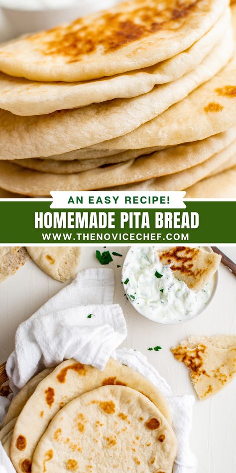 Greek Pita Bread, Bread Types, Healthy Liver Diet, The Novice Chef, Yeast Free Breads, Novice Chef, Greek Pita, Homemade Pita Bread, Homemade Pita