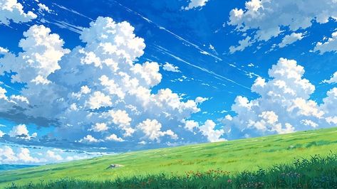 Animated Nature Wallpaper, Sky And Grass Background, Animated Clouds, Grass Png, Yt Ideas, Beautiful Nature Landscape, Majestic Art, Americana Tattoo, Nature Photography Landscape