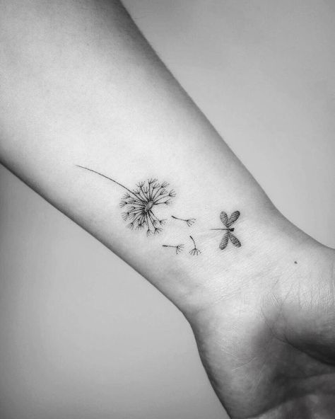 Dandelion Tattoo With Birds, Small Dandelion Tattoo, Let It Go Tattoo, Go Tattoo, Dandelion Tattoo, Tasteful Tattoos, Mother Tattoos, Beach Tattoo, Cool Small Tattoos