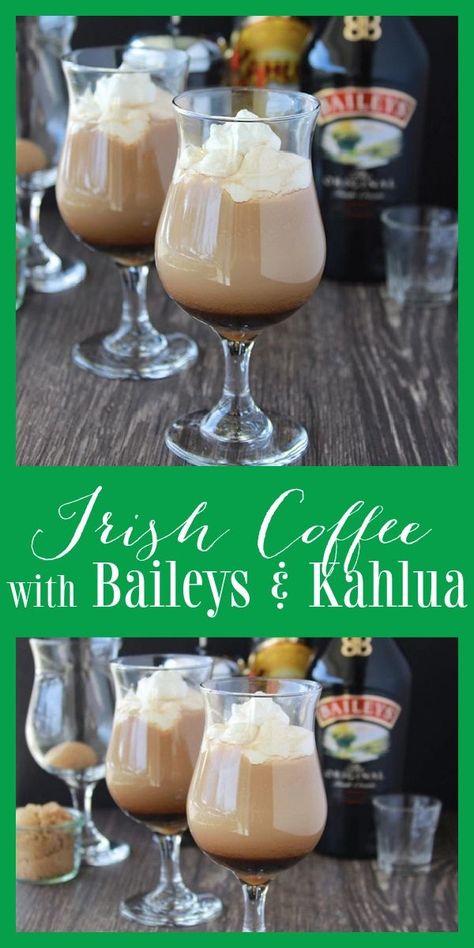 Our Irish Coffee with Baileys and Kahlua Recipe is a wonderful beverage to accompany any brunch or dessert! How can you wrong with a Baileys and Kahlua in your cup of coffee?! It’s simply a match made in heaven. Unless you like more of the traditional Irish coffee baileys all by itself, then just omit the kahlua in the recipe. || cookingwithruthie.com #irishcoffee #irishcoffeerecipe #irishrecipe Alcohol Coffee Drinks Recipes, Frozen Baileys Drinks, Baileys Irish Coffee, Drinks Made With Baileys, Coffee And Baileys Drinks, Coffee With Baileys Recipe, Baileys Recipes Drinks Coffee, Cocktails With Baileys Irish Cream, Baileys Coffee Drinks